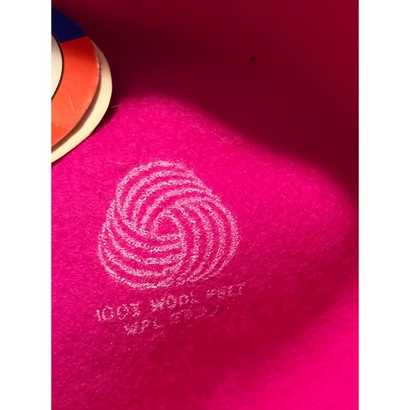 Mr. John Classic Vintage Hot Pink 100% Wool Felt Feather Trim Wide Brim Hat NWT - Picture 7 of 8